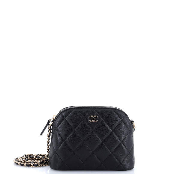 Chanel Mini CC Dome Zip Clutch with Chain Quilted Caviar - Picture 1 of 5